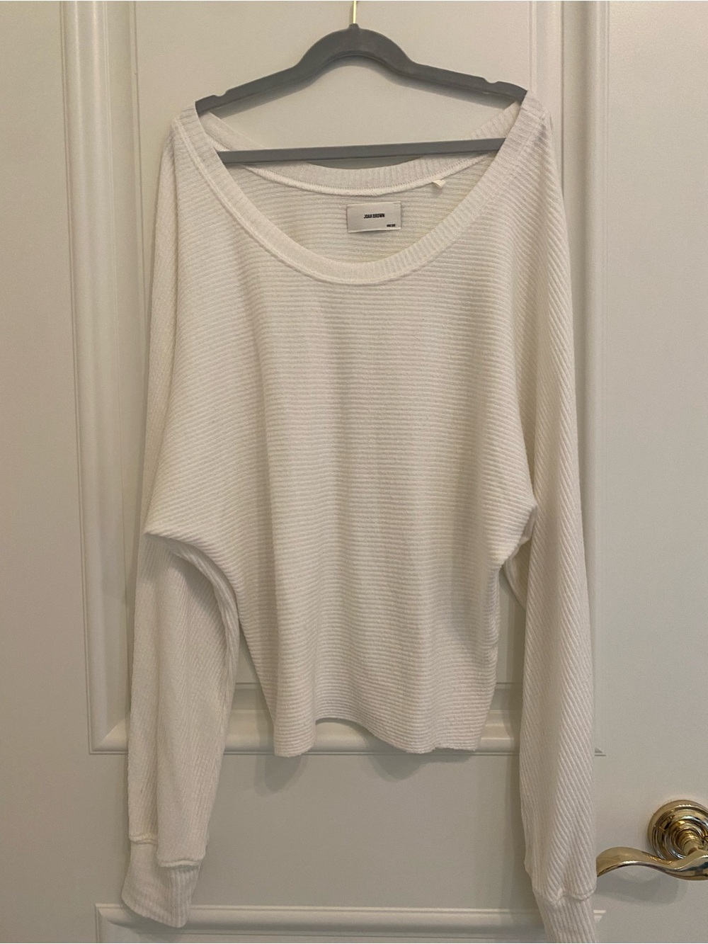 Joah Brown Ribbed Long-Sleeve Scoop Neck Top